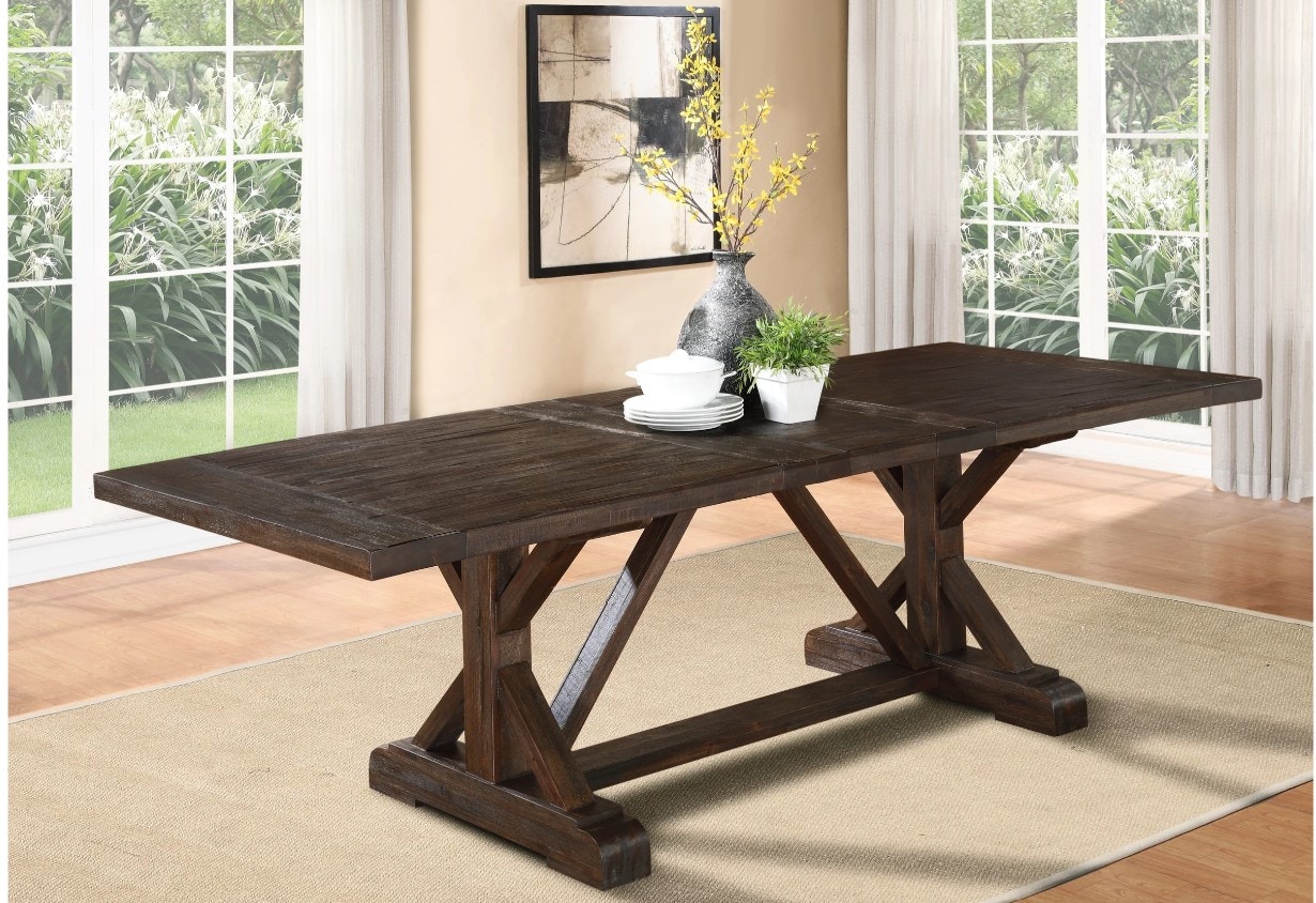 Cameron Solid Wood Extension Dining Table in Antique Charcoal
